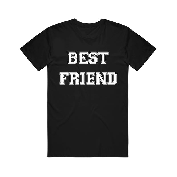 A black Comfort Colors shirt by Buffering the Vampire Slayer featuring BEST FRIEND in bold, white uppercase letters on the front.