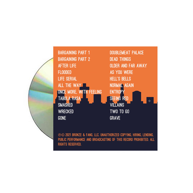 back of a cd on a white background. cd back is on the right and has the track list to songs from season 6