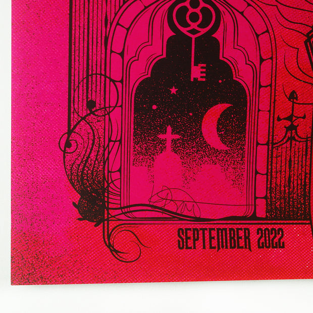 close up image of the signature of the host on the screen printed poster
